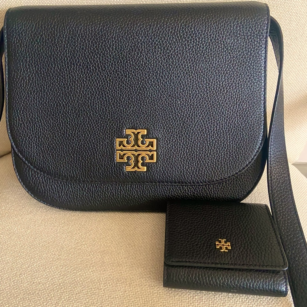 Tory Burch black crossbody & matching wallet